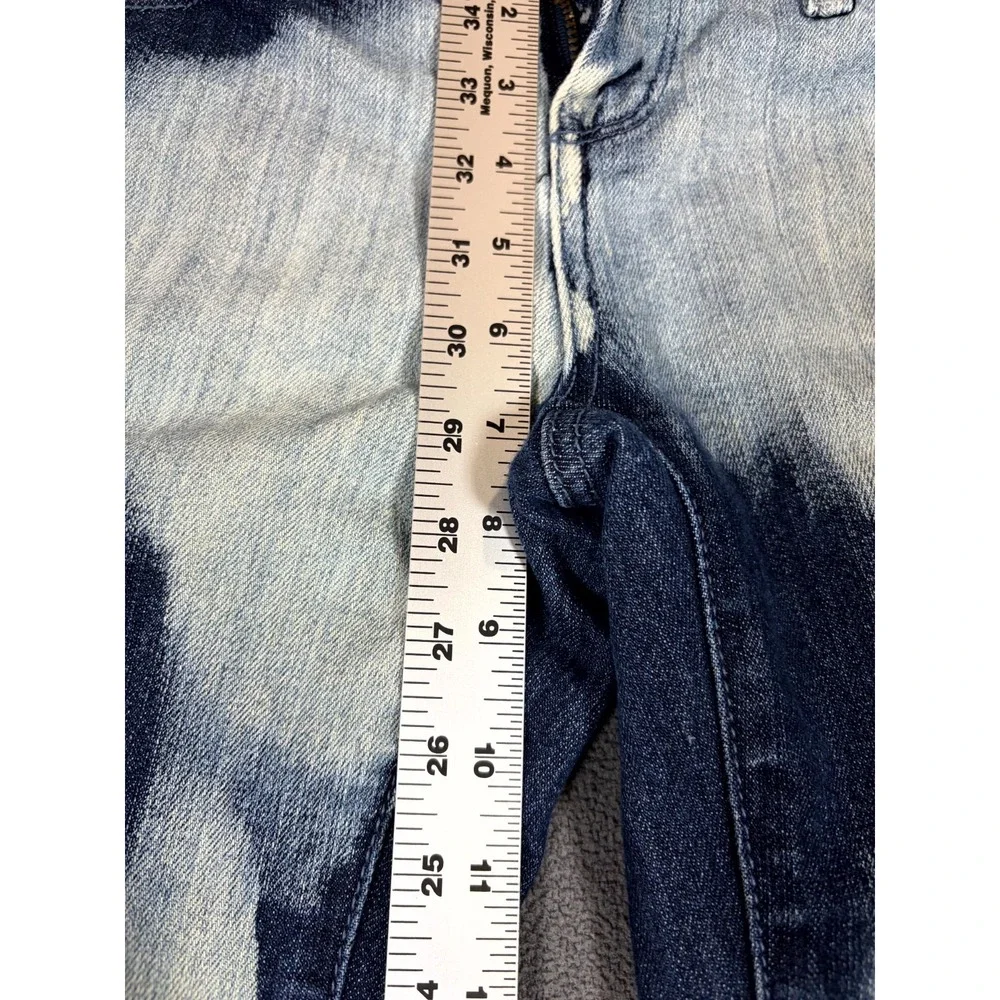 Vanilla Star Jeans Womens 3 Blue Denim Paint Splatter Skinny Leg Boho Streetwear